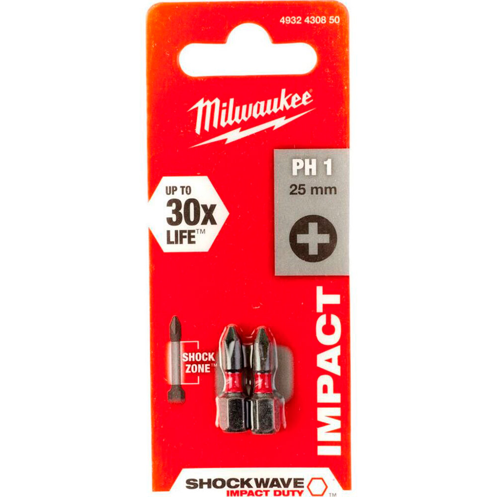 Бита PH1 25мм (2шт) Milwaukee SHOCKWAVE