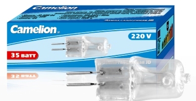 Лампа галогенная JD G4 220В 35Вт капсула Camelion