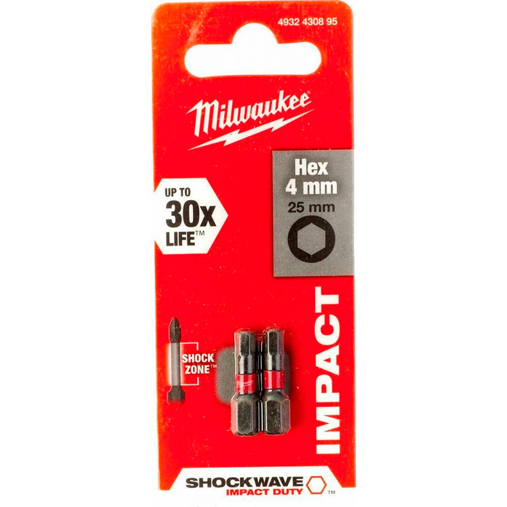 Бита Hex4 25мм (2шт) Milwaukee SHOCKWAVE