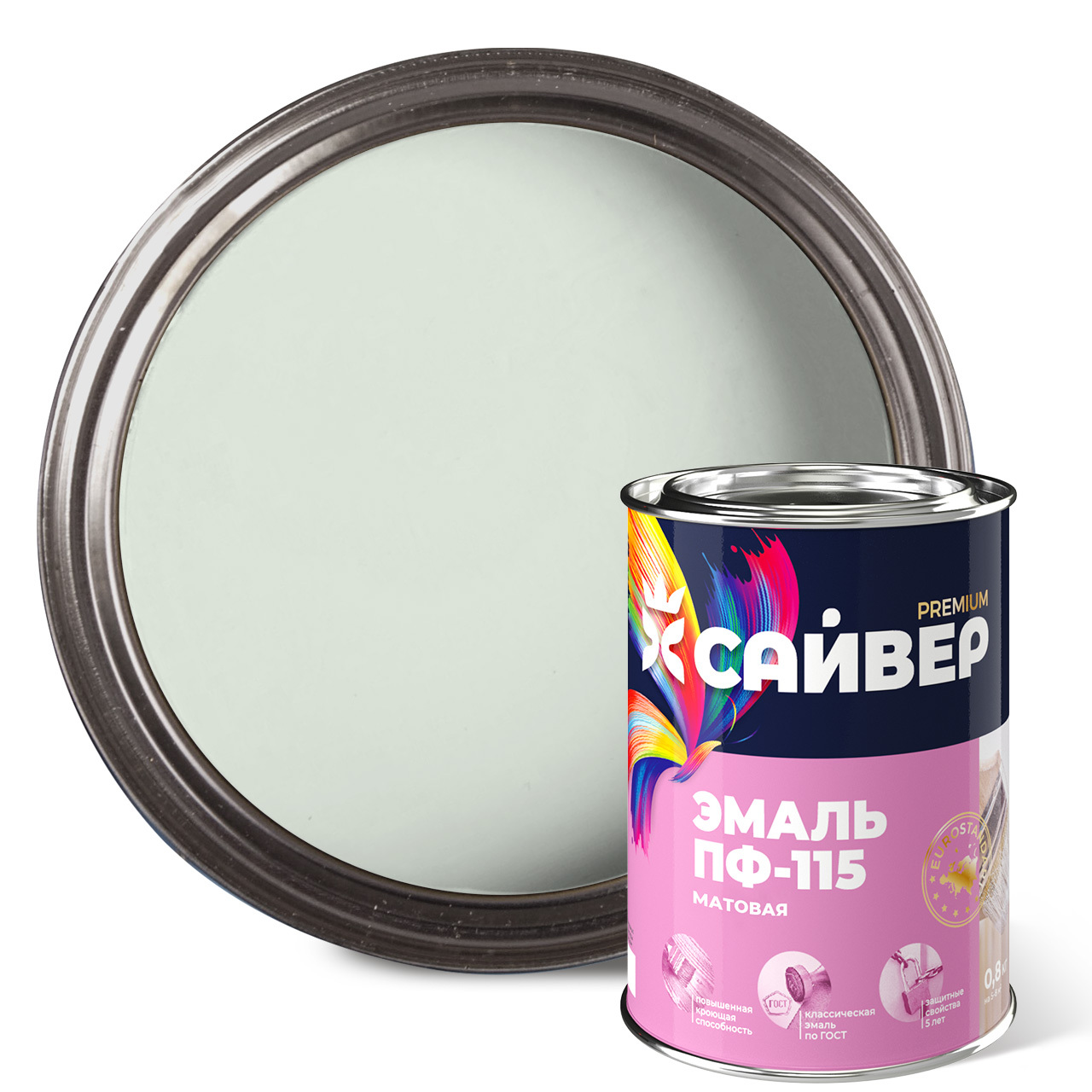 Эмаль ПФ-115 белая матовая Сайвер 0,8 кг