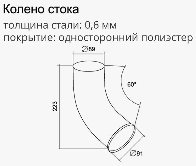 Колено стока Optima 90мм RAL 9003 Белое