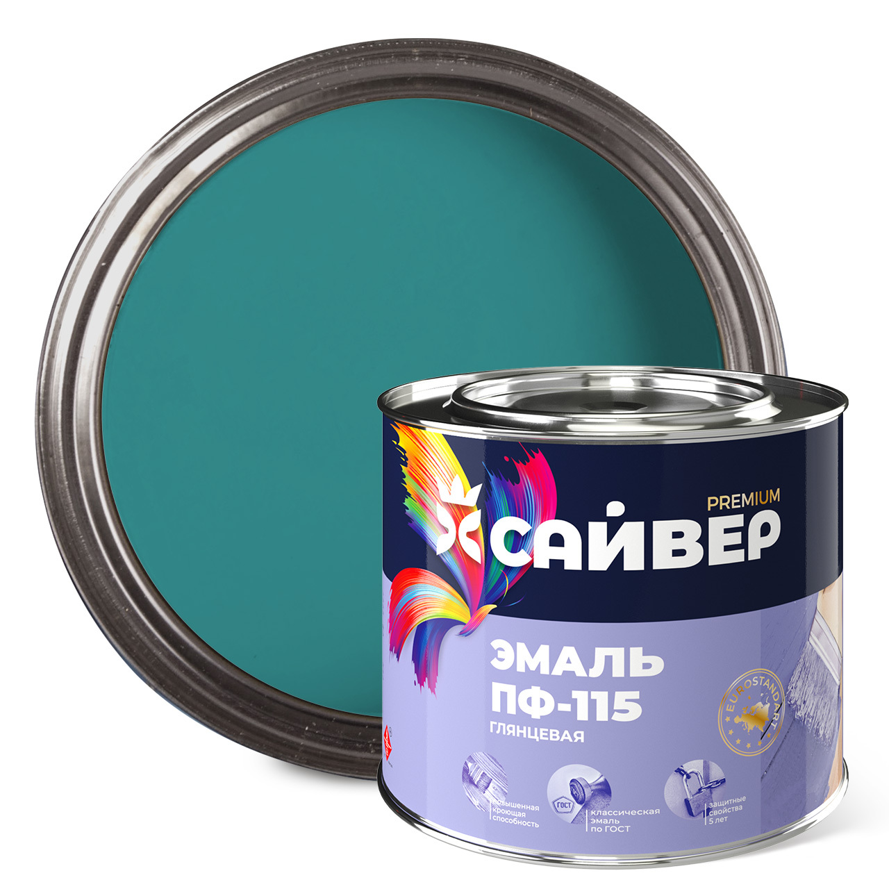 Эмаль ПФ-115 бирюзовая Сайвер 1,8 кг