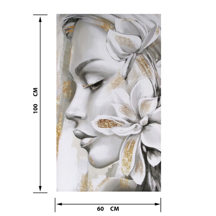 Картина «Девушка и цветы» интерьерная, 60×100 см