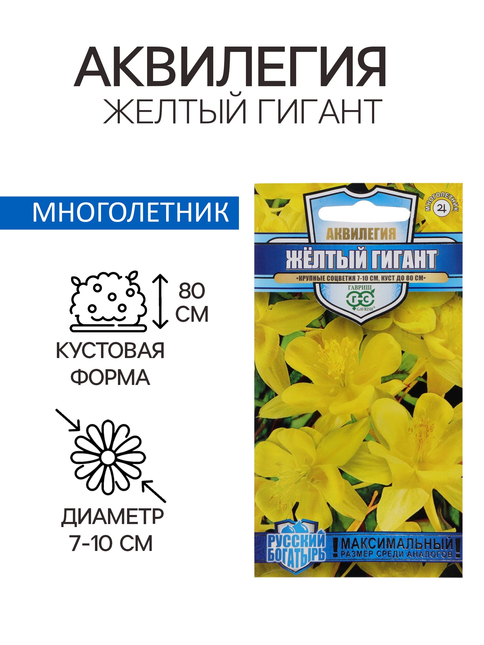 Семена цветов аквилегия «Желтый гигант»