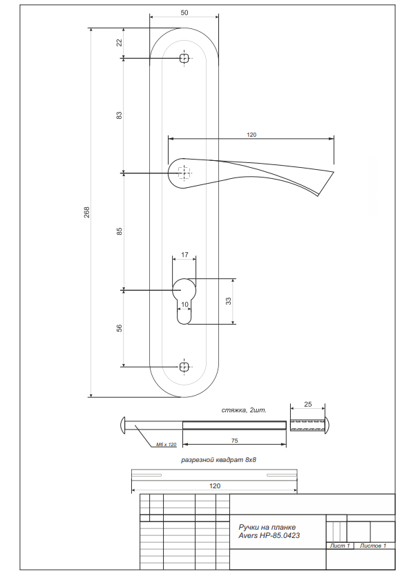 Ручки на планке AVERS HP-85.0423-G золото