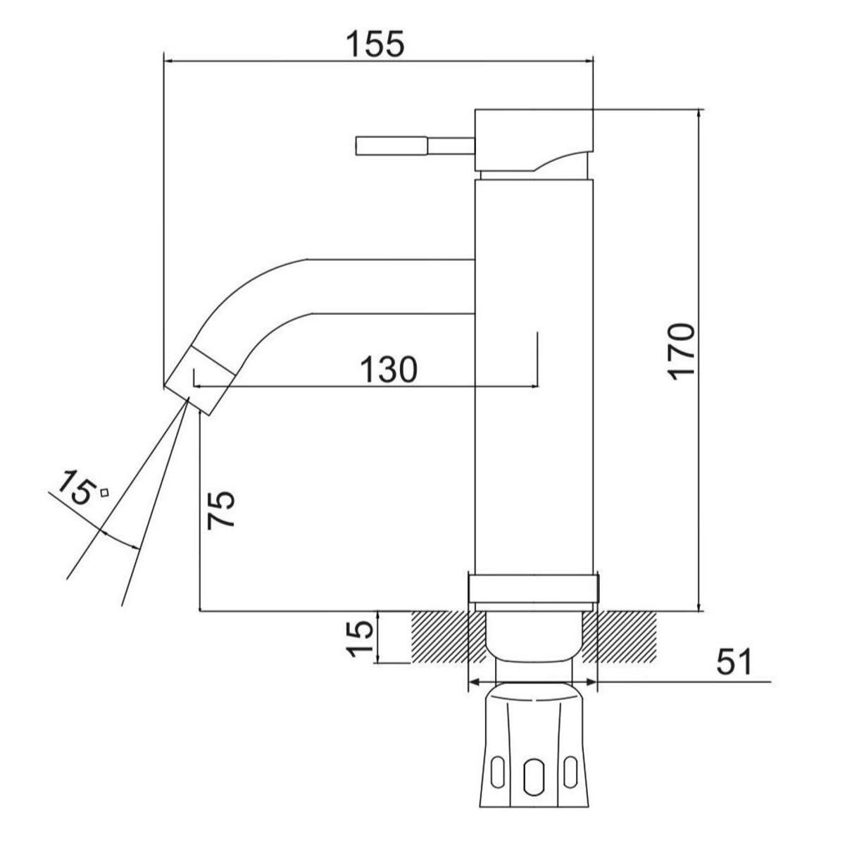 Смеситель для раковины, чёрный, ø35 SUS128BL-001F РМС