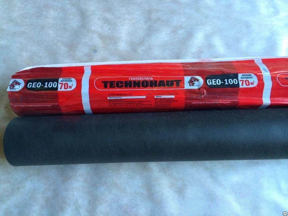 Геотекстиль TECHNOHAUT GEO-100, 70м2, ширина 1,6м, ЧЕРНЫЙ