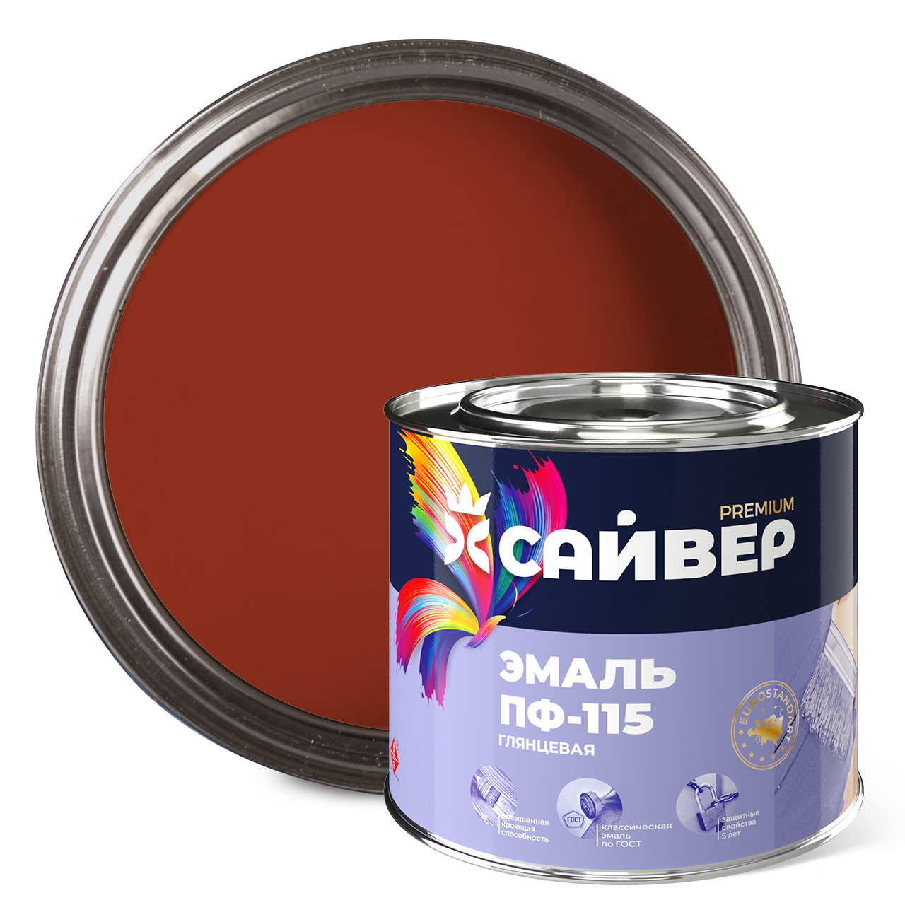 Эмаль ПФ-115 бордо Сайвер 1,8 кг