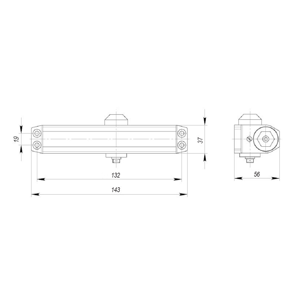 Доводчик дверной DCTR15-60 15-60кг алюминий AJAX