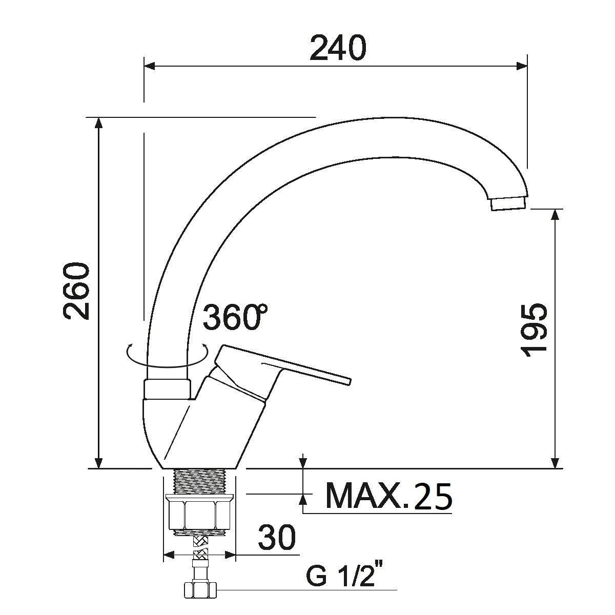 Смеситель для кухонной мойки SL132-011F РМС
