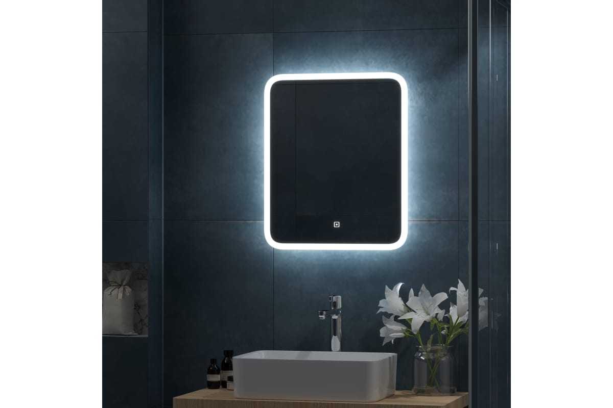 Зеркало Континент Bruno Led 50х60 белое LED подсветка