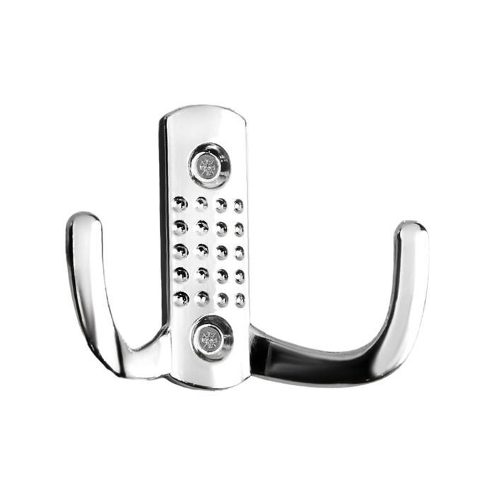 Крючок мебельный ТУНДРА TKD011, двухрожковый, хром, 4 шт 10767148