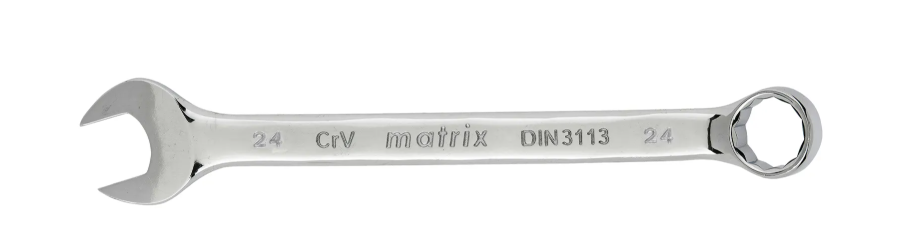 Ключ комбинированный, 24 мм, CrV, полированный хром Matrix